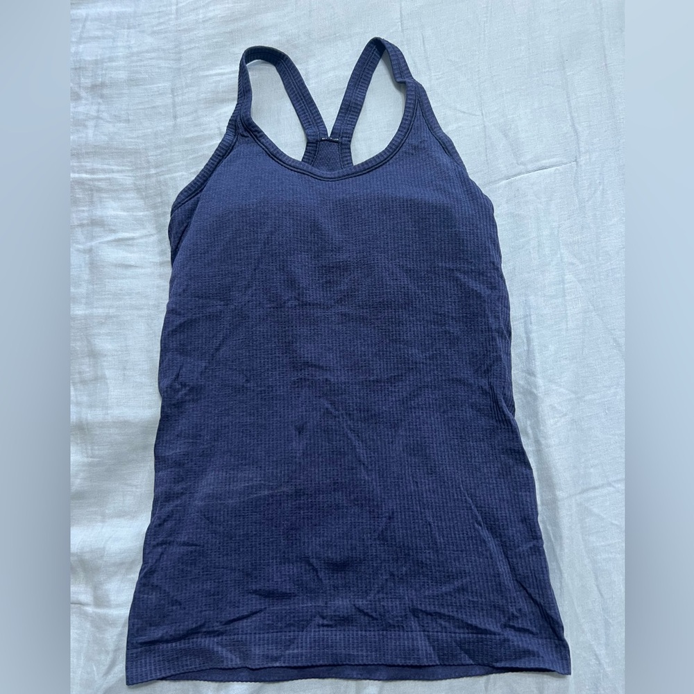Lululemon ebb to street navy tank, size 6, perfect condition, $30